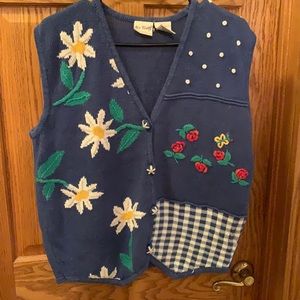 Vintage embroidered sweater vest